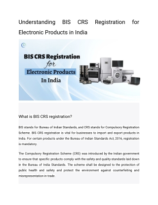Understanding BIS CRS Registration for Electronic Products in India