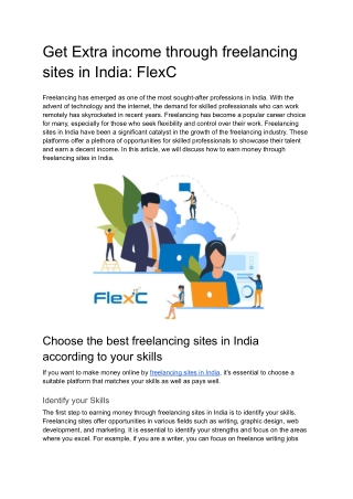 Get Extra income through freelancing sites in India - FlexC