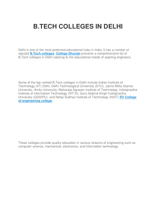 B.TECH COLLEGES IN DELHI