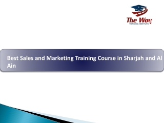 Best Sales and Marketing Training Course in Sharjah and Al Ain