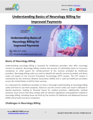 Understanding Basics of Neurology Billing for Improved Payments