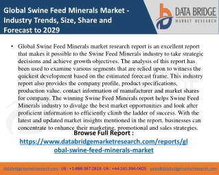 Swine Feed Minerals Market- Agricultural & Animal feed