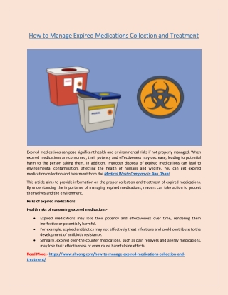 How to Manage Expired Medications Collection and Treatment