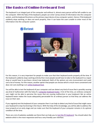 The Basics of Online Keyboard Test