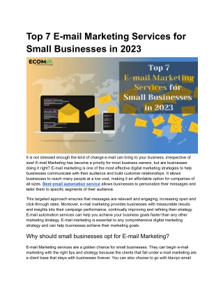 Top 7 E-mail Marketing Services for Small Businesses in 2023