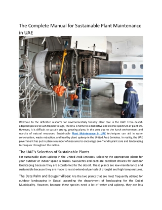 The Complete Manual for Sustainable Plant Maintenance in UAE