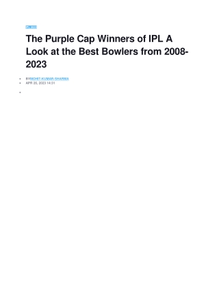 The Purple Cap Winners of IPL A Look at the Best Bowlers from 2008-2023