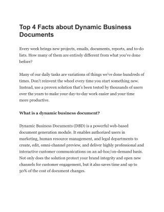 Top 4 Facts about Dynamic Business Documents