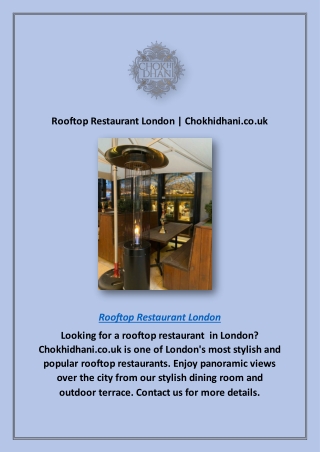 Rooftop Restaurant London | Chokhidhani.co.uk