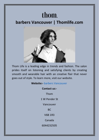 barbers Vancouver  Thomlife