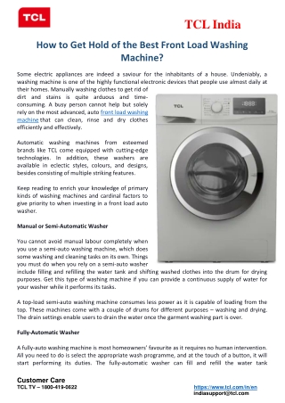 How to Get Hold of the Best Front Load Washing Machine?