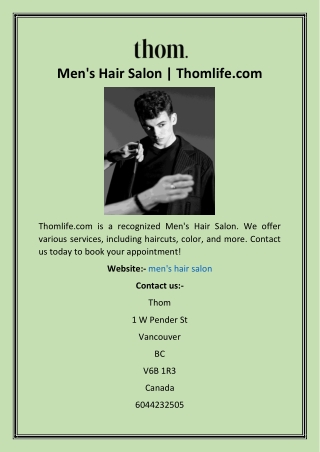 Men's Hair Salon  Thomlife