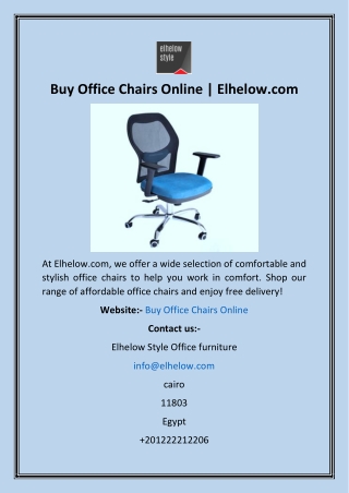Buy Office Chairs Online  Elhelow