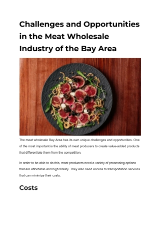 Challenges and Opportunities in the Meat Wholesale Industry of the Bay Area