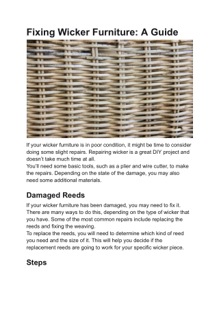 Fixing Wicker Furniture_ A Guide