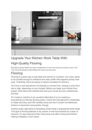 Upgrade Your Kitchen Work Table With High-Quality Flooring