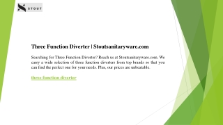 Three Function Diverter  Stoutsanitaryware.com