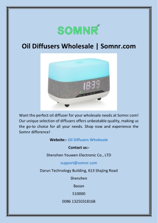 Oil Diffusers Wholesale  Somnr