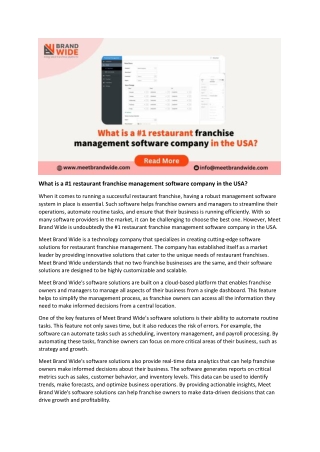 What is a 1 restaurant franchise management software company in the USA