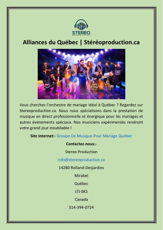 Alliances du Québec  Stéréoproduction.ca