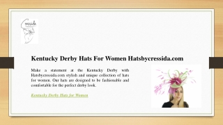 Kentucky Derby Hats For Women Hatsbycressida.com