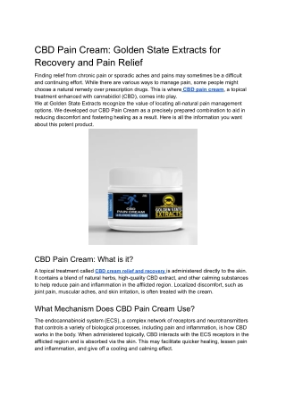CBD Pain Cream_ Golden State Extracts for Recovery and Pain Relief