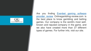 Evenbet Gaming Software Provider Review Onlinegambling-review.com