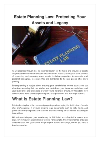 Estate Planning Law Protecting Your Assets and Legacy