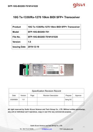 10G Tx-1330/Rx-1270 10km BIDI SFP  Transceiver