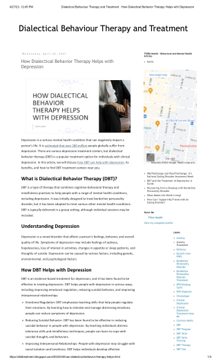 How Dialectical Behavior Therapy Helps with Depression