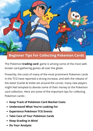 Beginner Tips For Collecting Pokemon Cards