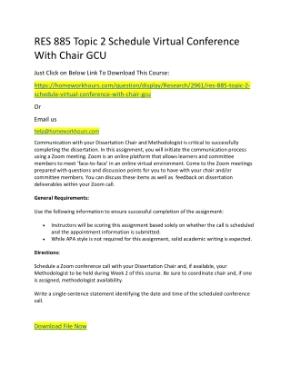 RES 885 Topic 2 Schedule Virtual Conference With Chair GCU