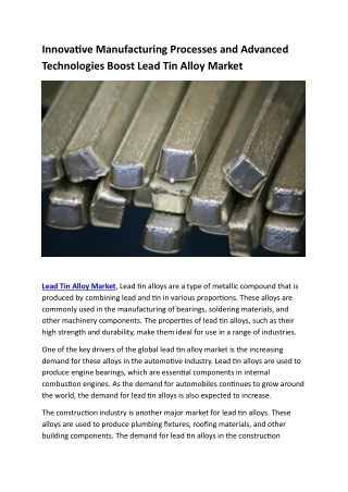 Lead Tin Alloy Market