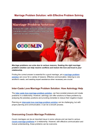 Marriage Problem Solution_ with Effective Problem Solving