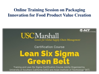 Online Training Session on Packaging Innovation for Food Product Value Creation