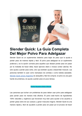 Slender Quick_ La Guía Completa Del Mejor Polvo Para Adelgazar