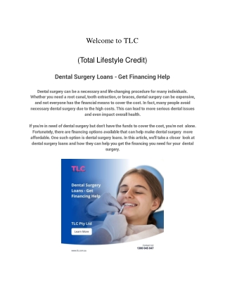 Dental Surgery Loans - Get Financing Help