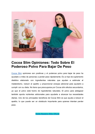 Cocoa Slim Opiniones_ Todo Sobre El Poderoso Polvo Para Bajar De Peso