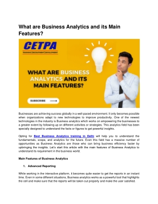 What is Business Analytics and its Main Features_