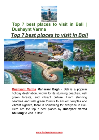 top 7 best places to visit in Bali _ Dushaynt Varma