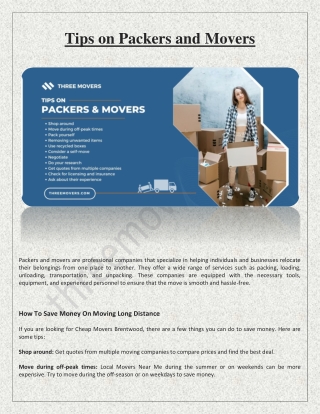 Tips on Packers and Movers - Three Movers