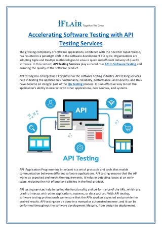 Accelerating Software Testing with API Testing Services