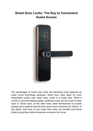 Smart Door Locks_ The Key to Convenient Guest Access