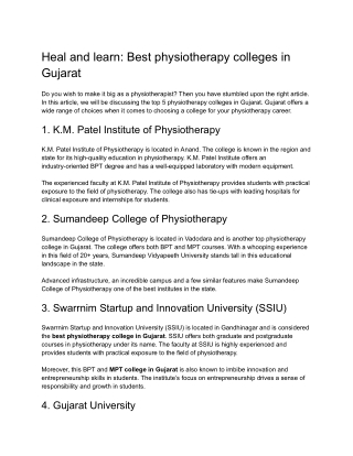 Heal and learn: Best physiotherapy colleges in Gujarat