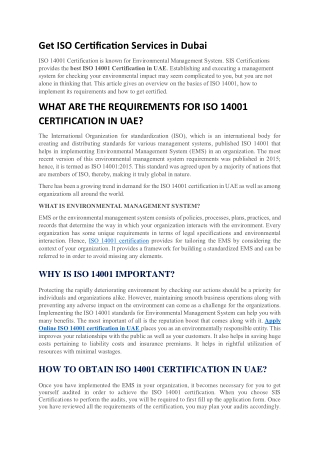 Get ISO Certification Services in Dubai