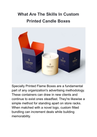 What Are The Skills In Custom Printed Candle Boxes