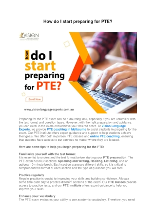 How do i start preparing for PTE?