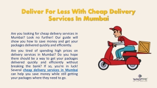 Cheap Delivery Service In Mumbai
