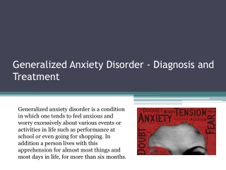 Generalized Anxiety Disorder - Diagnosis and Treatment