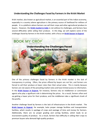 Understanding the Challenges Faced by Farmers in the Krishi Market